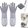 3Pcs Pet Grooming Gloves with Towel and Pet Hair Flea Comb, Cat, Dog Cleaning Gloves Silicone Heat Resistant Washing Gloves with High-Density Teeth Grooming Tool for Dogs, Cats, Horses, Rabbits (Grey)
