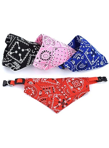 4pcs Dog Bandana Collar Scarf, Cat Bandana Collar, Adjustable Collar for Puppy Cats Kitten Small Dogs (Style1, L)