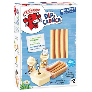 La Vache Qui Rit Dip and Crunch Cheese and Breadstick Snack, 35g Pack of 8