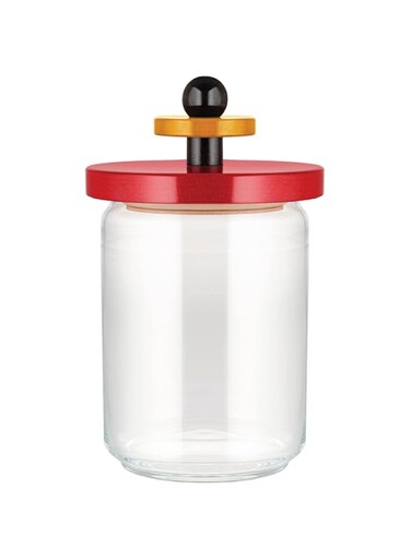 Alessi Twergi Red Glass jar with hermetic lid - Large 33.8 oz.