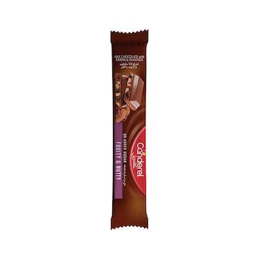 Canderel No Added Sugar Fruity and Nutty Milk Chocolate Bar with Raisins and Almonds, 27g