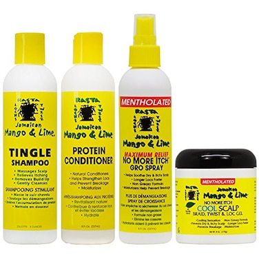 Jamaican Mango &amp; Lime Fqqf Caseeto Cooling Scalp Care 4-Piece Set (Shampoo, Conditioner, Maximum Relief Spray 8 Oz, Cool Scalp Braid And Twist &amp; Loc Gel)