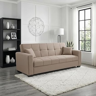 Karnak Modern Alba 3 Seater Sofa Cum Bed   Convertible Sleeping Sofa Bed for Living Room Home &amp; Guest Room Furniture (Brown)