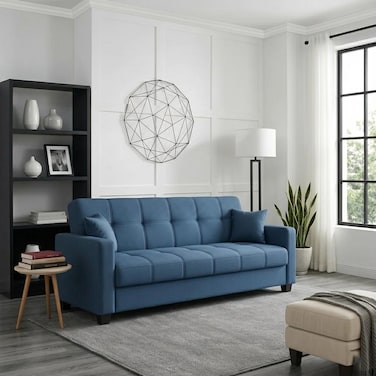 Karnak Modern Alba 3 Seater Sofa Cum Bed   Convertible Sleeping Sofa Bed for Living Room Home &amp; Guest Room Furniture (Blue)