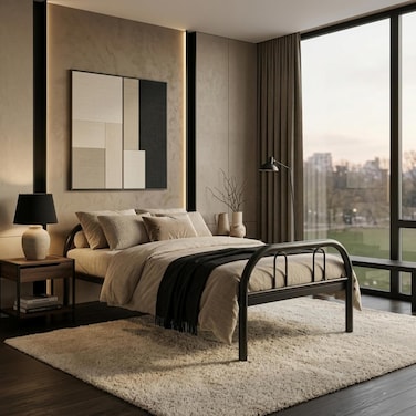 Karnak Inko Modern Single Steel Bed Frame 90 X 190 Cm (Black)