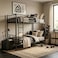 Karnak Heavy Duty Steel Bunk Bed 90 X 190 Cm Guard Rails Sturdy Double Deck Twin Bed Frame for Home, Apartment (Black)