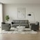 Karnak Aukai Modern 5-Seater Sofa Set   Leather Tufted Couch   Grey Comfortable Armrest Sofa Set for Living Room Apartment, Villas Furniture