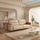 Karnak Abdiel Modern 3-Seater Sofa   Leather Tufted Couch   Comfortable Armrest Sofa Set for Living Room Apartment, Villas Furniture (Beige)