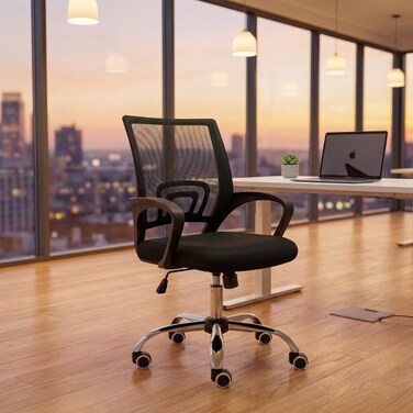 Karnak Loriece Office Executive Chair   Medium Back Mesh Chair with Adjustable 360 Swivel Gaming Chair for Home &amp; Office Furniture (Black)