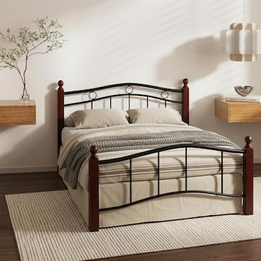 Karnak Forno Luxury Wooden Steel Bed Frame 90 x 190cm  Premium Heavy Duty Bed Frame   Modern Single Size Bed Base for Durable Bedroom Furniture