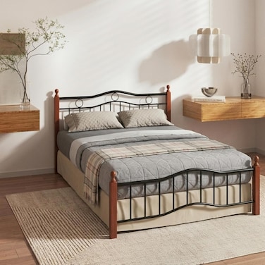 Karnak Forno Luxury Wooden Steel Bed Frame 120 x 190cm  Premium Heavy Duty Bed Frame   Modern Single Size Bed Base for Durable Bedroom Furniture