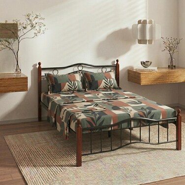 Karnak Forno Luxury Wooden Steel Bed Frame 150 x 190cm  Premium Heavy Duty Bed Frame   Modern Single Size Bed Base for Durable Bedroom Furniture