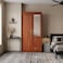 Karnak Braisen Modern 2 Door Wooden Wardrobe Closet   Premium Bedroom Wardrobe with Mirror, Storage Cabinet with Drawers (Cherry)
