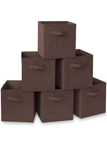 Collapsible Fabric Storage Cubes Organizer, Set of 6 Home Foldable Collapsible Storage Box, Fabric Cubby Organizer Baskets with Dual Handles, Cube Storage Bins for Shelf, Home and Office