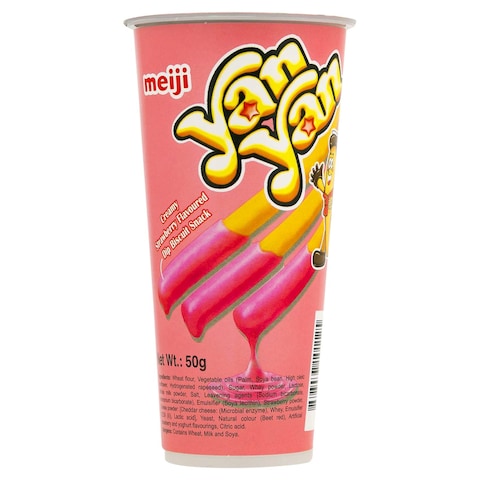 Meiji Yan Yan Strawberry Flavoured Dip Biscuit Snack, 50g