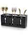 Exrp Wooden Silverware Caddies Flatware Cutlery Holder Wood Silverware Organizer Containers Black Kitchen Utensil Holder for Countertop Spoon and Fork Holder Flatware Utensils Caddy for Party