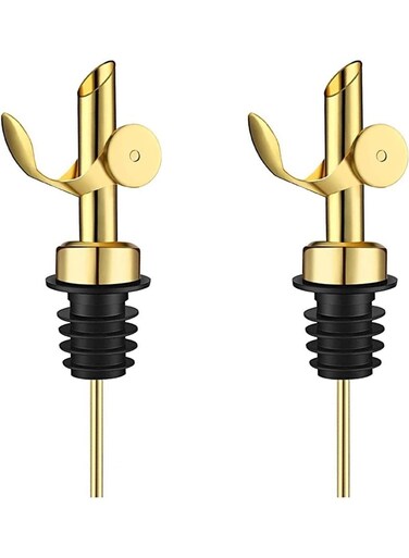 Pcs Stainless Steel Pourers, Automatic Opening Closing Spout, Olive Oil Spout for Oil Vinegar Liquid Bottles Gold