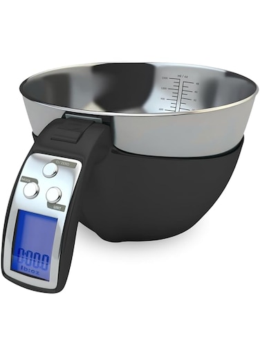 NALACAL Digital Kitchen Food Scale with Removable Stainless Steel Bowl and Measuring Cup, 11lbs Capacity Black Digital Kitchen Electronic Measuring Bowl, for Cooking, Baking, Gym, Diet