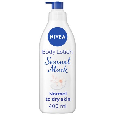 NIVEA Body Lotion for Normal to Dry Skin, Sensual Musk, 24 Hours of Noticeably Smoother Skin, Moisturizes and Cares, 400ml