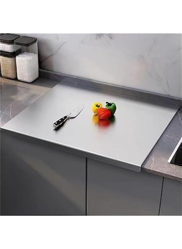 Cutting Board with Lip&iuml;&frac14;&OElig;304 Stainless Steel Cutting Board for Kitchen&iuml;&frac14;&OElig;L Shape Pastry Board&iuml;&frac14;&OElig;Kneading Board Cutting Mats&iuml;&frac14;&OElig;Stainless Steel Chopping Board Metal Cutting Board (40 * 50cm)