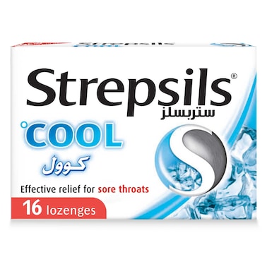 Strepsils Cool, Fast Effective Relief from Sore Throats, 16 Lozenges