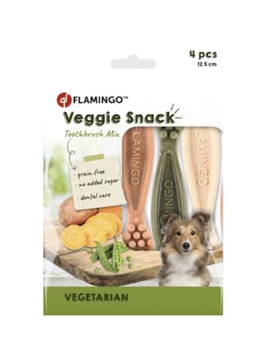 Flamingo Veggie Adult Toothbrush Dog Treat 12.5CM