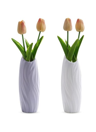 BIGTHREE 2 Pcs Plastic Vases Flower, Creative Plastic Vase, Plastic Floral Bud Vase for Wedding Dinner Table Party Living Room Decor Plastic Vase Geometric for Room Office Wedding Decoration