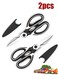 2 PCS Kitchen Scissors, Sharp Heavy Duty Kitchen Scissors, Multi-Purpose Stainless Steel Kitchen Scissors, with Cover Multipurpose Cooking Scissors for Meat Chicken Bone Veg Poultry Fish Black
