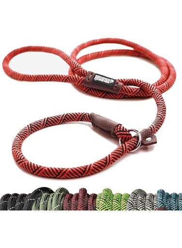 Friends Forever Extremely Durable Dog Rope Leash, Premium Quality Mountain Climbing Lead, Strong, Sturdy Comfortable Leash Supports The Strongest Pulling Large Medium Dogs 6 feet, Red