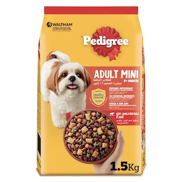 Pedigree Dog Food, Adult Mini, Beef, Lamb &amp; Vegetables Flavour, 1.5Kg