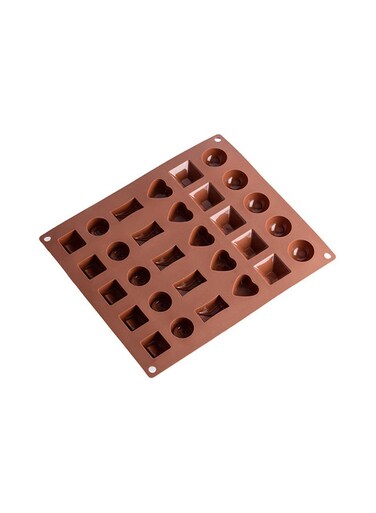 Grade Silicone 30 Grids Baking Nonstick Mould Brown 28x2x24cm