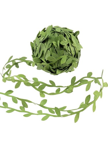 Glarks 43.7 Yards / 40m Leaf Trim Ribbon, Green Artificial Vines Leaves String Garland Foliage Leaves Fake Vine Leaves Ribbon Wild Jungle Botanical Greenery for DIY Jungle Decor Wedding Home Garden
