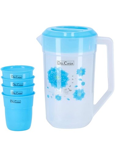 Delcasa 2.3L Water Jug With 4Cups, Multi-Colour, Dc1454