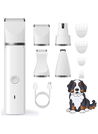 KASTWAVE Dog Clippers Grooming Kit Hair Clipper-Low Noise Paw Trimmer- Rechargeable Pet Cat Kit-Cordless Quiet Nail Grinder Shaver Trimmer for Dogs, Cats and Other Pets