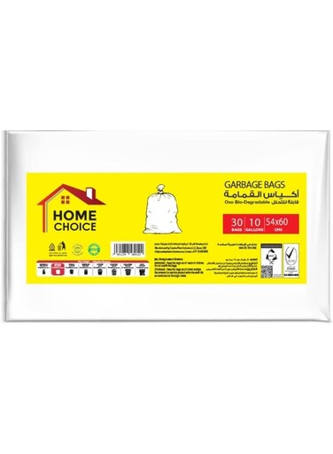 CHOICE 10 Gallons, Pack of 30-Pieces,Size 54x60 cm,Bio-degradable Garbage Bags Flat, Bin Liners