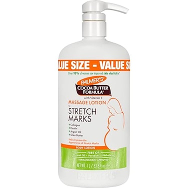 Palmer's Cocoa Butter Formula Massage Lotion For Stretch Marks, Pregnancy Skin Care, Belly Cream With Collagen, Elastin, Argan Oil And Shea Butter, 33.8 Ounces