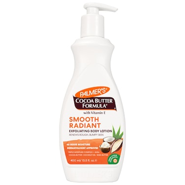 Palmer'sCocoa Butter Formula Retexture &amp; Renew Exfoliating Body Lotion for Rough &amp; Bumpy Skin, Triple Action Moisturizers + AHAs, Pump Bottle, 13.5 Ounce