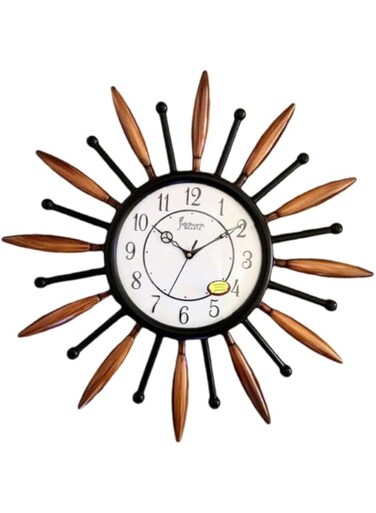 FITTO Elegant Sun Design Wall Clock   Unique Decorative Timepiece for Home and Office   Modern Sunburst Style with Durable Construction   Ideal for Living Room, Bedroom, Kitchen