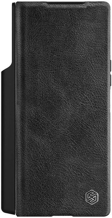 Qin Pro Camshield Camera Slider Genuine Classic Leather Flip Folio Case for Samsung Galaxy Z Fold6 5G (7.6 Inch), Pen Slot, Compaitable with Galaxy Z gold 6 5G (Black)
