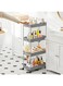 COZY NEST Multi Tier Rolling Trolley Cart Kitchen Storage Organizer with Hooks &amp; Wheels,Mobile Functional Shelves for Bathroom,Office,Laundry room (Gray 4 Tier)