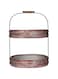 Creative Co-Op DA6876 Red Metal Oval 2 Tier Tray with Handle Distressed Red, 12.25"L x 9"W x 17.5"H