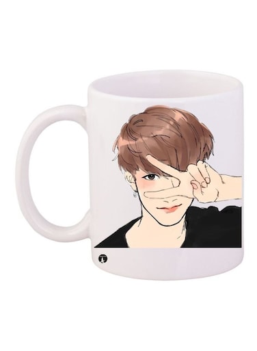 Cartoon Boy Printed Coffee Mug White/Brown/Beige