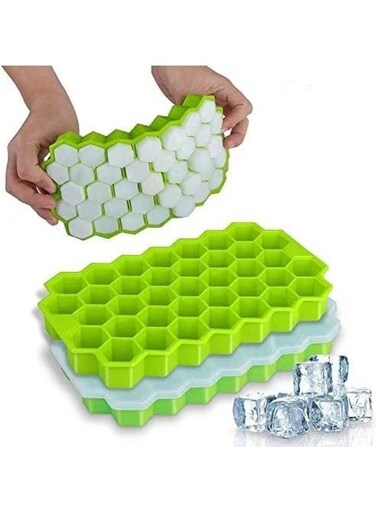 Pack Of 2 Ice Cube Molds With Lid Multicolour