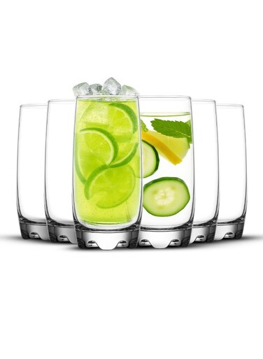 Drinking Glasses Set of 6- Lead-Free. Durable and Stylish for Water Glass. Juice Glass. Mojito Glass Cups and Mixed Drink Cocktail Glasses and Tumblers. Highball Glasses (Design 33)