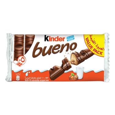 Kinder Bueno Milk Chocolate Bar, Multi Pack of 5, 10 Bars, 215g
