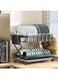 Dish Drying Rack, Large Capacity Foldable Cutlery Holder- Double Dish Organizer for Kitchen/Heavy Duty and Stable Utensil Holder, Rustproof Cup Drying Rack, Modern Design Dish Drainer for Kitchen.