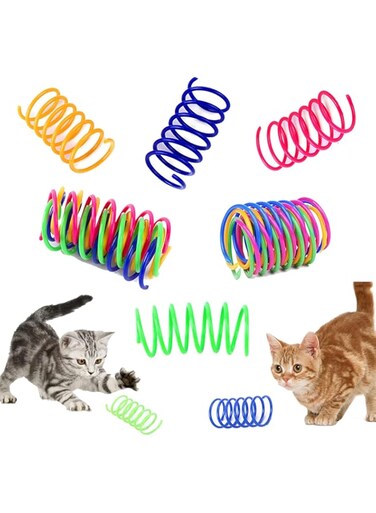 Petnice 12 Pcs Cat Colorful Springs Toys, Cat Creative Toys for Kittens, BPA Free Durable Heavy Plastic Interactive Toys to Kill Time and Keep Fit for Swatting, Biting, Hunting Kitten Toys
