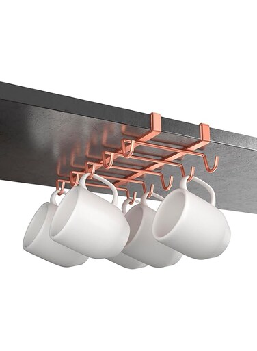 Metaltex 'My Mug' Undershelf Mug Holder, Polytherm Copper, 14 x 28 x 6 cm
