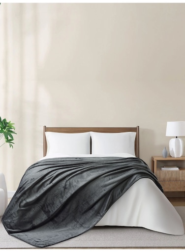 Fleece Blanket King Size(210 X 240 CM) Super Soft Throw Blanket With 300 GSM Best Lightweight Warm Plush Throws For Bed, Sofa,Couch And Camping,Aluminium