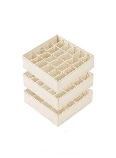 Pack Organizer Dividers, 64 Cell Fabric Foldable Cabinet Closet Organizers and Storage Boxes for Storing Socks, Underwear, Ties